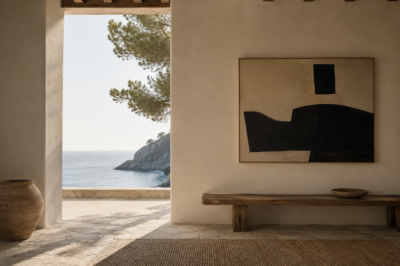 Contemporary art in a Spanish Mediterranean interior